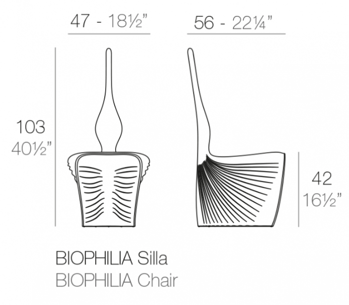 Scaun exterior Biophilia, diverse finisaje, 47x57x103 cm, design modern, 59001FP - Vondom [5]