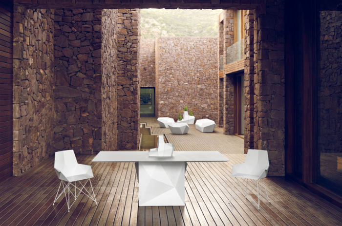 Scaun exterior Faz cu brate, polipropilena, picioare metal, design modern geometric, 54045F - Vondom [6]