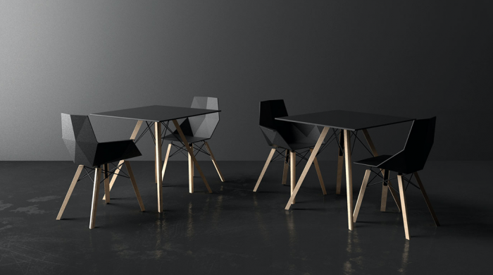 Scaun exterior Faz fara brate, model modern geometric, picioare lemn, 54295F - Vondom [6]