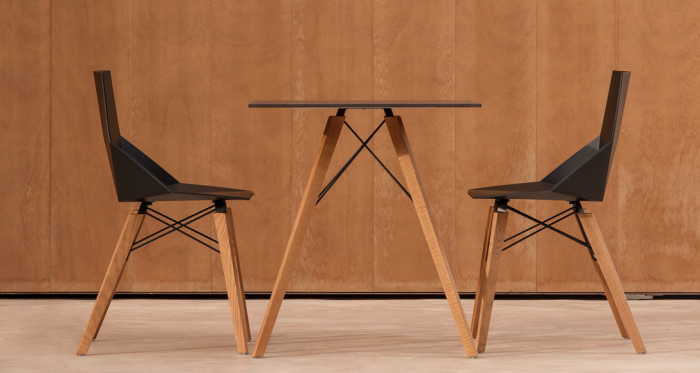 Scaun exterior Faz fara brate, model modern geometric, picioare lemn, 54295F - Vondom [7]