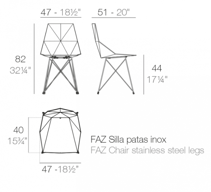 Scaun exterior Faz, polipropilena, picioare metal, design modern forme geometrice, 54044 - Vondom [2]