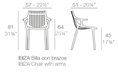 Scaun exterior Ibiza cu brate, polipropilena, design modern, 65044 - Vondom [7]