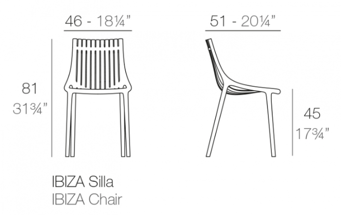 Scaun exterior Ibiza fara brate, polipropilena, design modern, 65040 - Vondom [4]