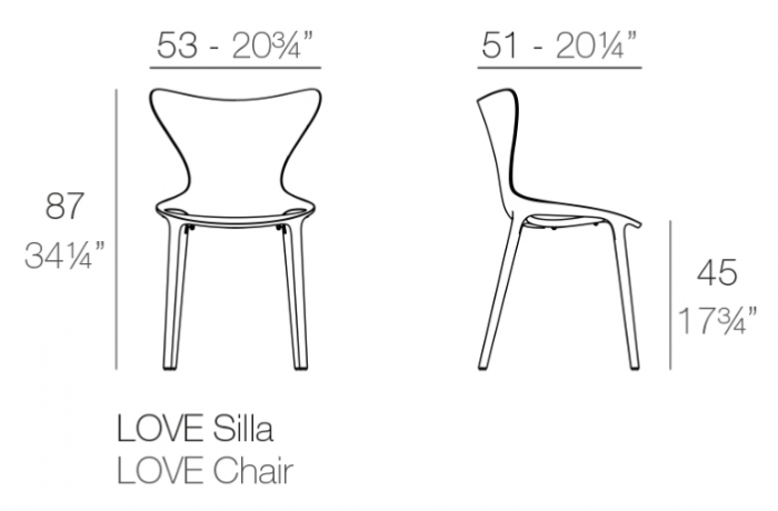 Scaun exterior Love fara brate, polipropilena, design modern, diverse culori, 65042 - Vondom [9]