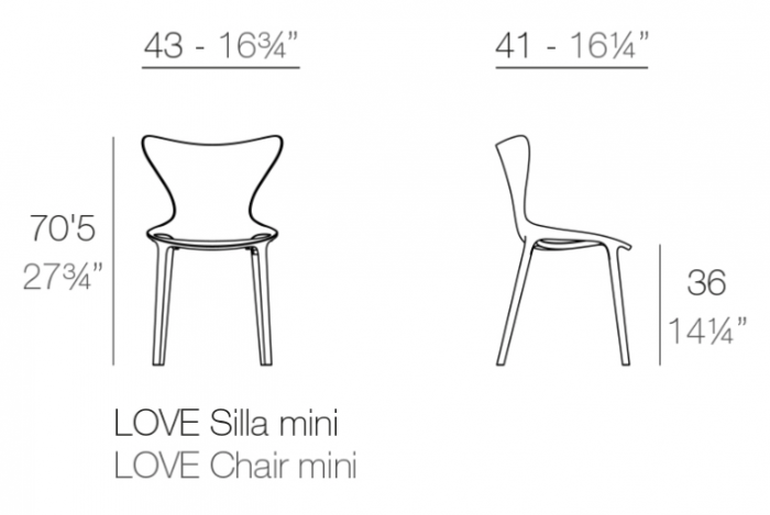 Scaun exterior Love Mini fara brate, polipropilena, design modern, diverse culori, 65043F - Vondom [14]