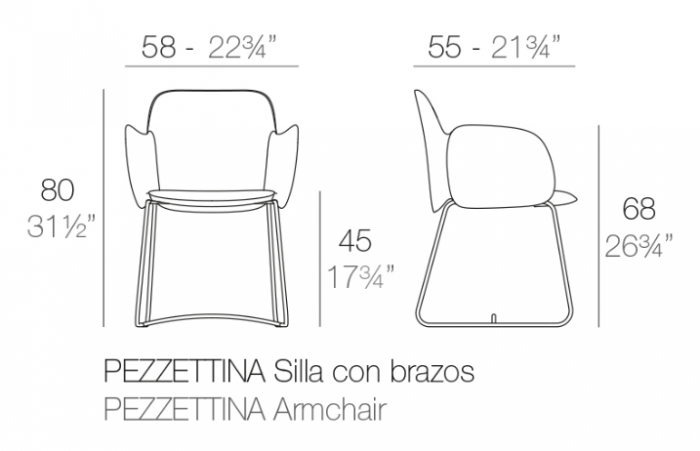 Scaun exterior Pezzettina cu brate, 58x55x80 cm, design modern, 56005 - Vondom [2]