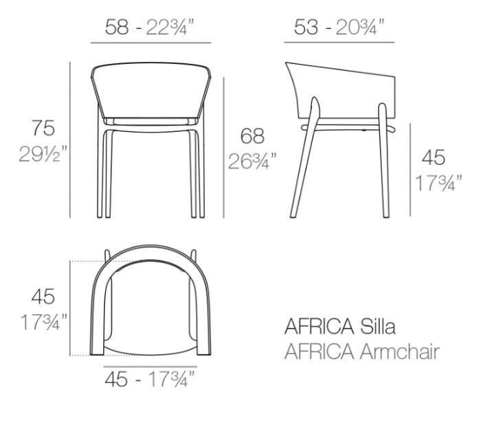 Scaun exterior premium Africa cu brate, polipropilena injectata cu fibra de sticla, 65005 - Vondom [7]