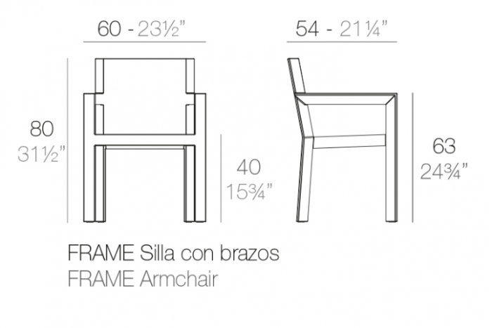 Scaun exterior premium Frame cu brate, polipropilena, diverse culori, 54094F - Vondom [2]