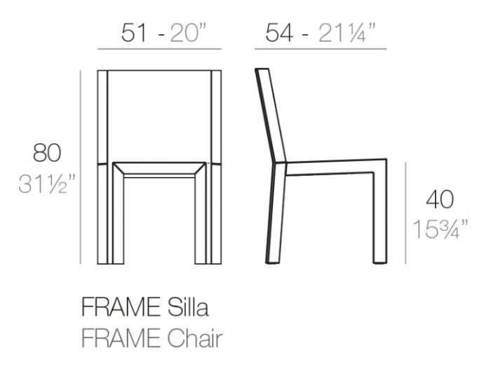 Scaun exterior premium Frame fara brate, polipropilena, diverse culori, 54093F - Vondom [2]
