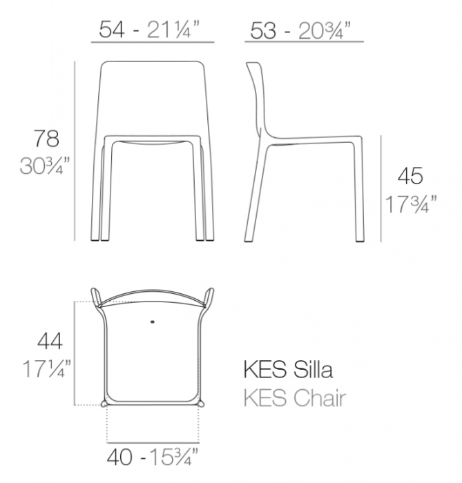 Scaun exterior premium Kes fara brate, polipropilena injectata cu fibra de sticla, 64018 - Vondom [5]