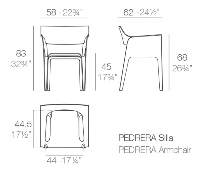 Scaun exterior premium Pedrera cu brate, polipropilena injectata cu fibra de sticla, 65004 - Vondom [6]