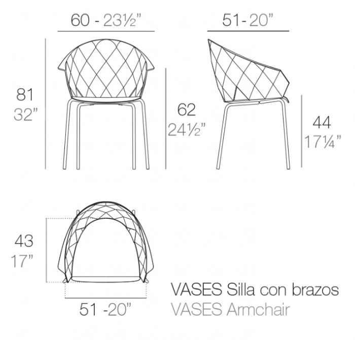 Scaun exterior premium Vases cu brate, polipropilena, picioare otel inoxidabil, 47070F - Vondom [8]