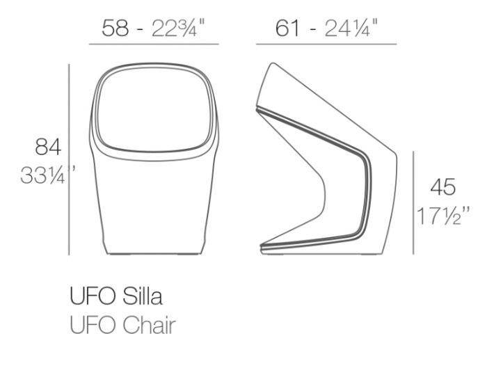 Scaun exterior UFO 56x61x84 cm din polipropilena cu LED RGBW optional, diverse culori, 63004F - Vondom [6]