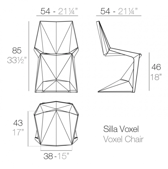 Scaun exterior Voxel, polipropilena injectata cu fibra de sticla, diverse finisaje, 51033F - Vondom [8]