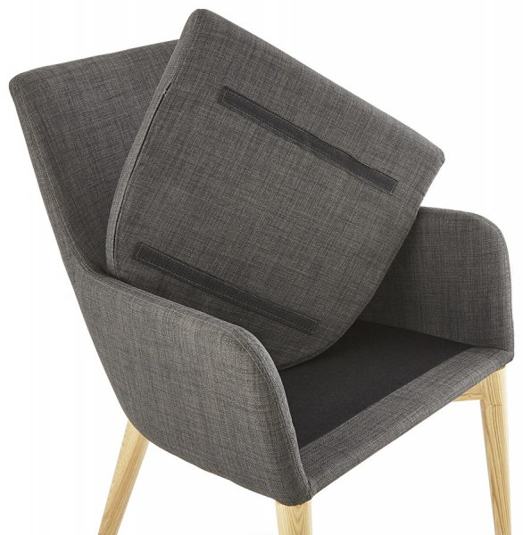 Scaun dining premium Gagu gri tapitat material textil, picioare lemn masiv, AC01240DG - Kokoon [8]