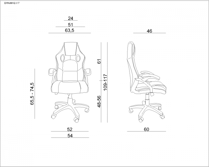 Scaun gaming ajustabil negru-rosu/albastru Dynamiq V7, tapiterie piele ecologică și membrană, Y-2706-4-2 - Unique [5]
