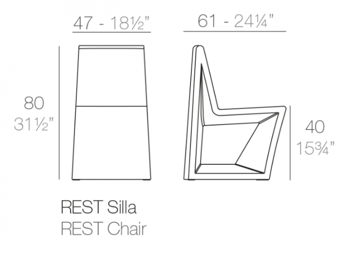 Scaun gradina/terasa Rest fara brate, 47x61x80 cm, polipropilena, diverse culori, 53012 - Vondom [9]