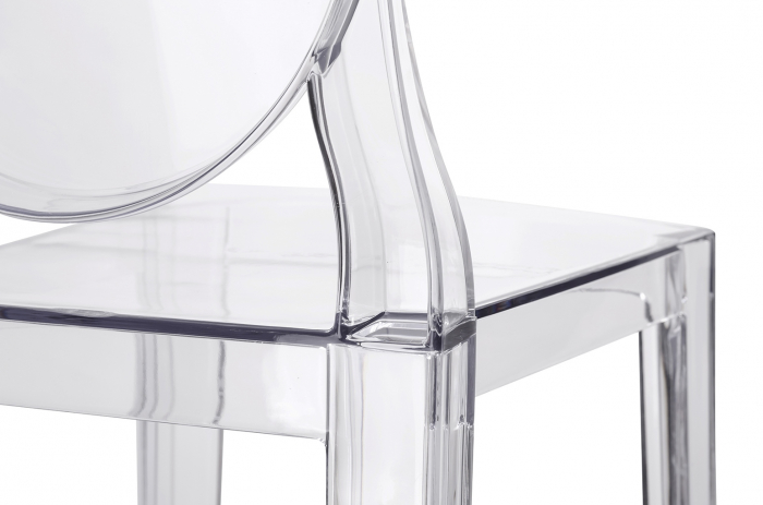 Scaun inalt bar-65 cm stil victorian Victoria II, policarbonat transparent/negru/gri, KH010100226 - King [6]