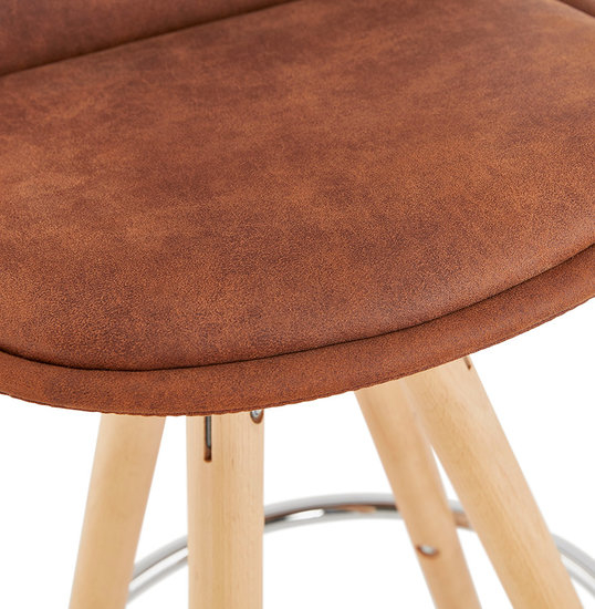 Scaun inalt bar caramiziu Tegan design scandinav, picioare fag cu inel crom, BS03710BRNA - Kokoon [7]