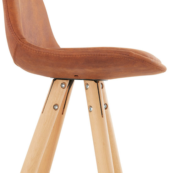 Scaun inalt bar caramiziu Tegan design scandinav, picioare fag cu inel crom, BS03710BRNA - Kokoon [8]