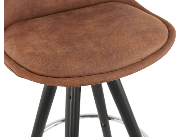 Scaun inalt bar caramiziu Tegan design scandinav, picioare negre lemn cu inel crom, BS03590BRBL - Kokoon [7]