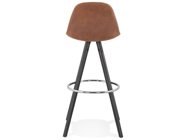 Scaun inalt bar caramiziu Tegan design scandinav, picioare negre lemn cu inel crom, BS03590BRBL - Kokoon [3]