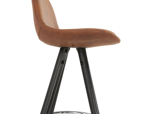 Scaun inalt bar caramiziu Tegan design scandinav, picioare negre lemn cu inel crom, BS03590BRBL - Kokoon [5]
