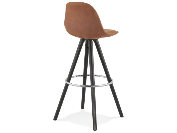 Scaun inalt bar caramiziu Tegan design scandinav, picioare negre lemn cu inel crom, BS03590BRBL - Kokoon [4]