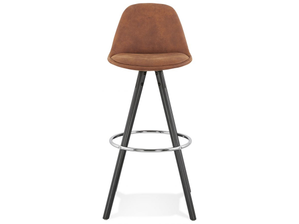Scaun inalt bar caramiziu Tegan design scandinav, picioare negre lemn cu inel crom, BS03590BRBL - Kokoon [2]