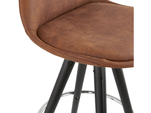 Scaun inalt bar caramiziu Tegan design scandinav, picioare negre lemn cu inel crom, BS03590BRBL - Kokoon [6]