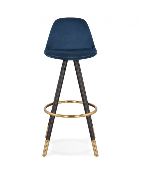 Scaun inalt bar catifea bleumarin Grace picioare negre lemn, insertii aurii, BS03130BUBL - Kokoon [2]