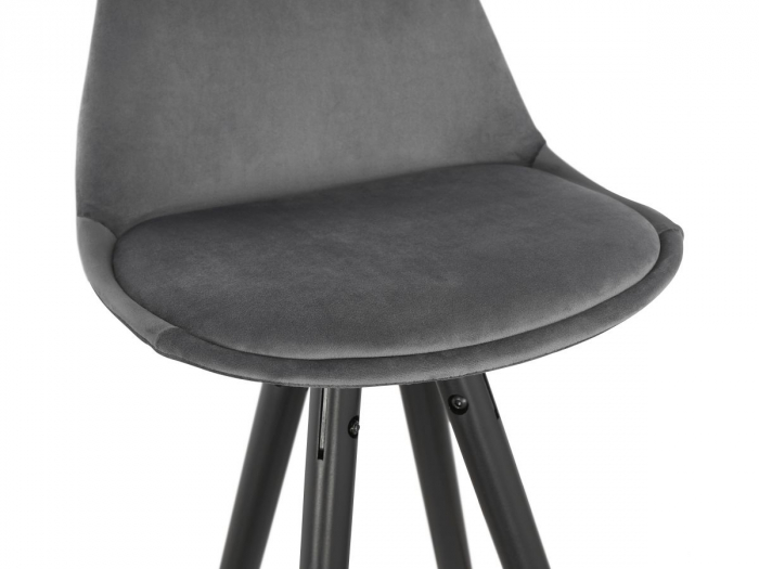 Scaun inalt bar catifea gri Grace picioare negre lemn, insertii aurii, BS03150GRBL - Kokoon [3]