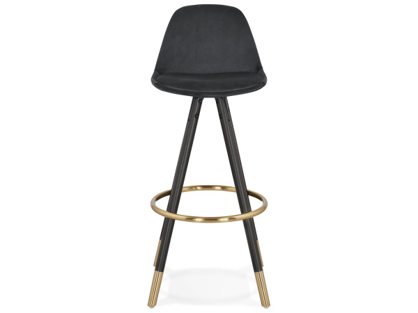 Scaun inalt bar catifea neagra Grace picioare negre lemn, insertii aurii, BS03160BLBL - Kokoon [2]