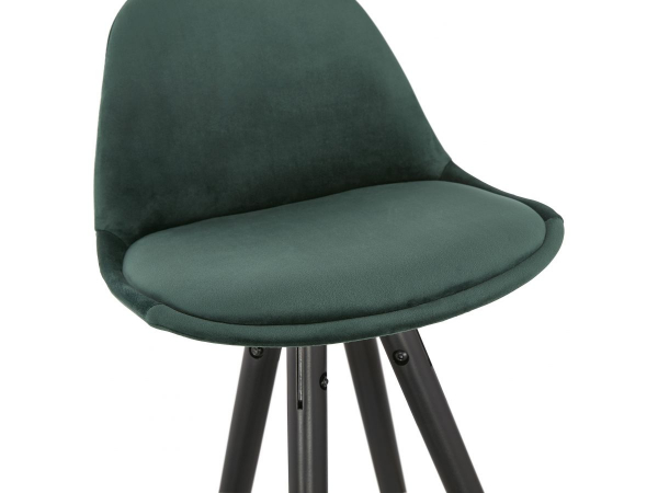 Scaun inalt bar catifea verde Grace picioare negre lemn, insertii aurii, BS03140GEBL - Kokoon [3]