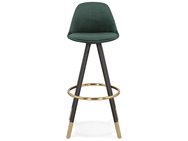 Scaun inalt bar catifea verde Grace picioare negre lemn, insertii aurii, BS03140GEBL - Kokoon [2]