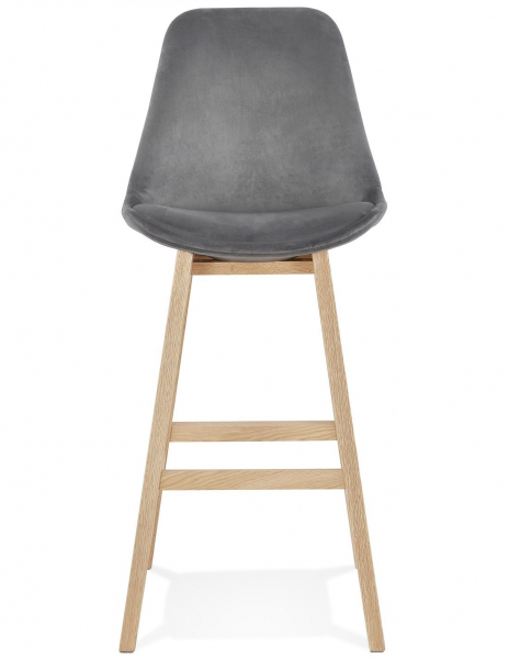 Scaun inalt bar Cline catifea gri, design scandinav, picioare fag, BS03880GRNA - Kokoon [2]