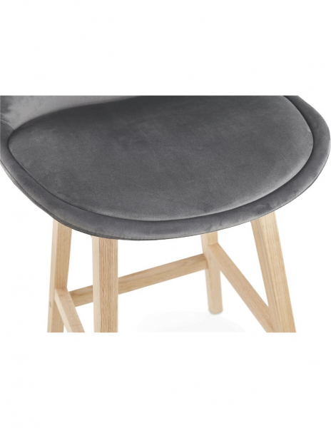 Scaun inalt bar Cline catifea gri, design scandinav, picioare fag, BS03880GRNA - Kokoon [6]