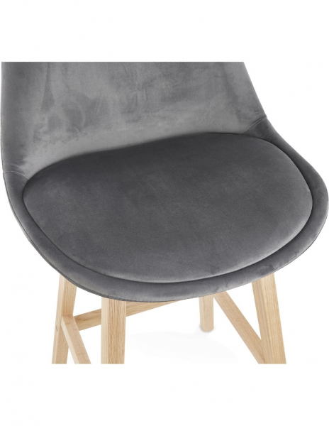Scaun inalt bar Cline catifea gri, design scandinav, picioare fag, BS03880GRNA - Kokoon [7]