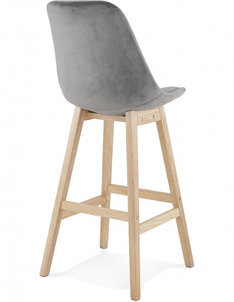 Scaun inalt bar Cline catifea gri, design scandinav, picioare fag, BS03880GRNA - Kokoon [4]