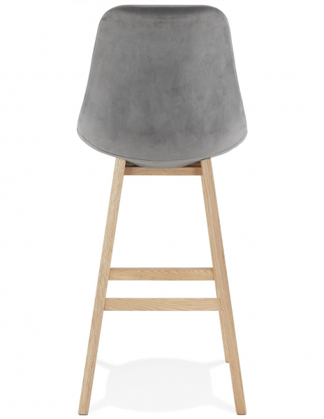 Scaun inalt bar Cline catifea gri, design scandinav, picioare fag, BS03880GRNA - Kokoon [5]