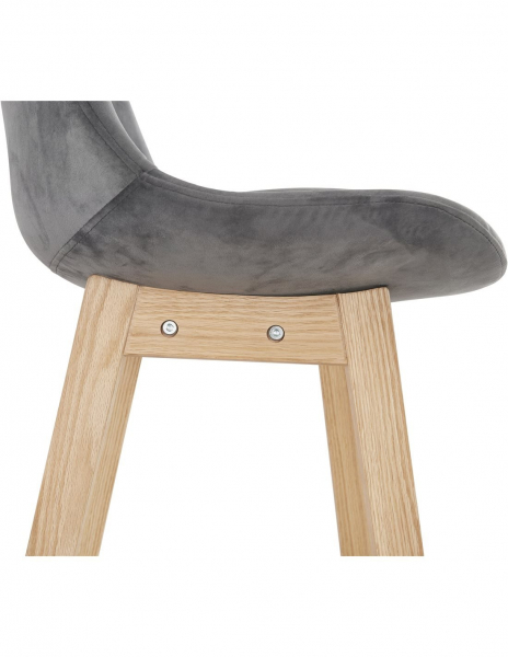 Scaun inalt bar Cline catifea gri, design scandinav, picioare fag, BS03880GRNA - Kokoon [9]