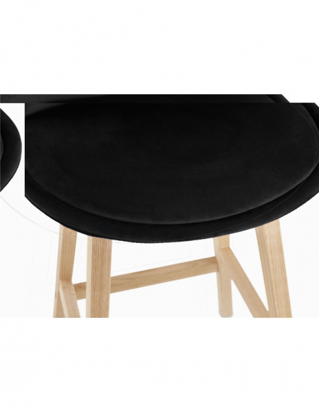 Scaun inalt bar Cline catifea neagra, design scandinav, picioare fag, BS03900BLNA - Kokoon [7]