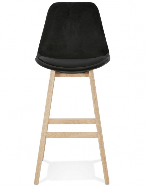 Scaun inalt bar Cline catifea neagra, design scandinav, picioare fag, BS03900BLNA - Kokoon [2]