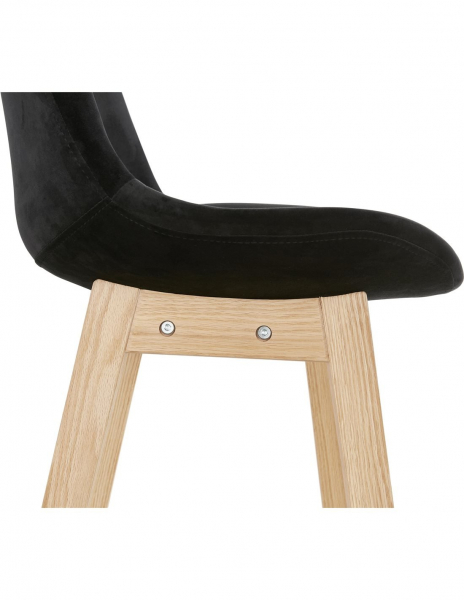 Scaun inalt bar Cline catifea neagra, design scandinav, picioare fag, BS03900BLNA - Kokoon [8]