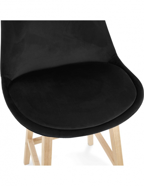 Scaun inalt bar Cline catifea neagra, design scandinav, picioare fag, BS03900BLNA - Kokoon [6]