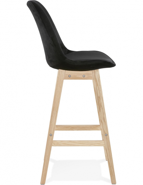 Scaun inalt bar Cline catifea neagra, design scandinav, picioare fag, BS03900BLNA - Kokoon [3]