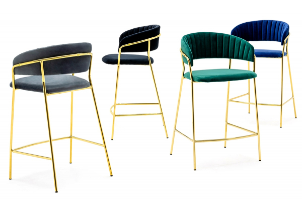 Scaun inalt bar design lux Becci, diverse culori, velur/baza aurie metalica, KH1201100129.74 - King [12]