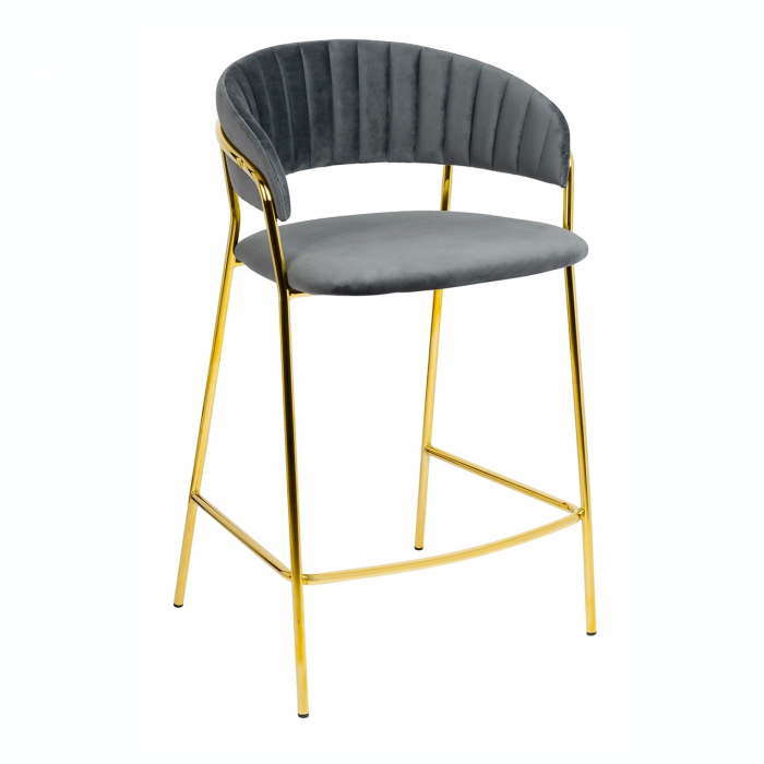 Scaun inalt bar design lux Becci, diverse culori, velur/baza aurie metalica, KH1201100129.74 - King [32]