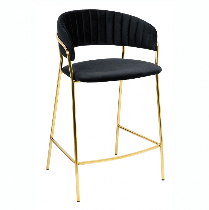 Scaun inalt bar design lux Becci, diverse culori, velur/baza aurie metalica, KH1201100129.74 - King [35]