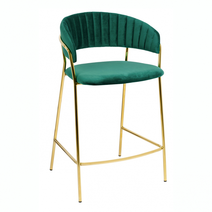 Scaun inalt bar design lux Becci, diverse culori, velur/baza aurie metalica, KH1201100129.74 - King [33]